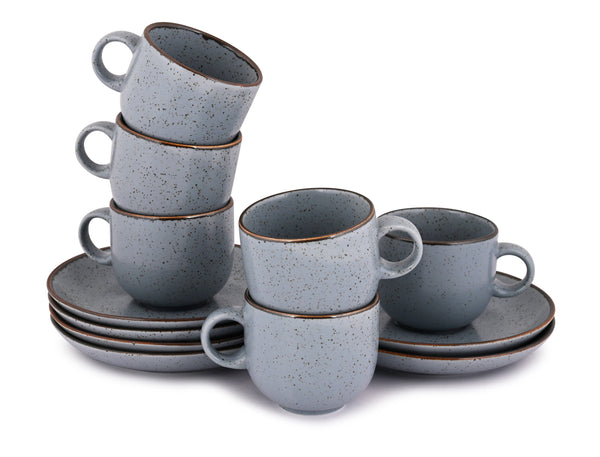 Matt Grey Sky - 12 PC. CUP AND SAUCER SET (AP - 102)