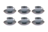 Matt Grey Sky - 12 PC. CUP AND SAUCER SET (AP - 102)