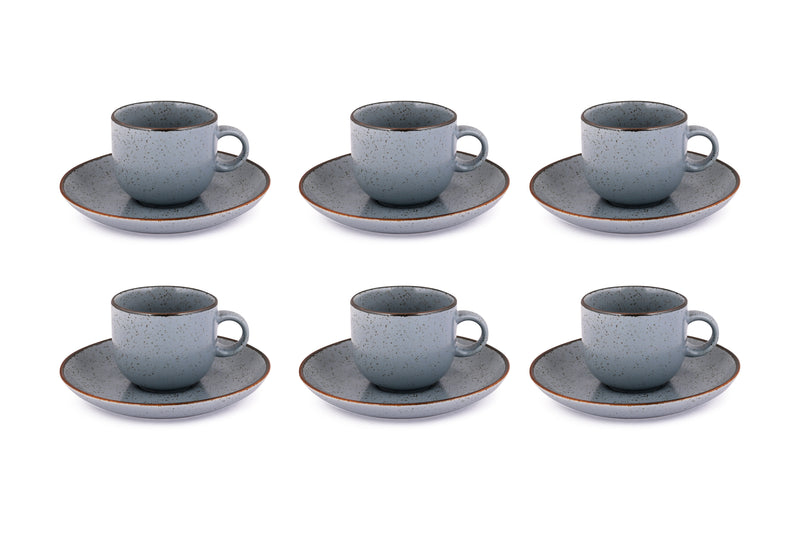 Matt Grey Sky - 12 PC. CUP AND SAUCER SET (AP - 102)