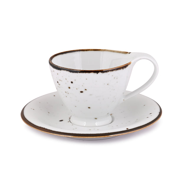 White Sparkle - 12 PC. CUP AND SAUCER SET (AP - 119)