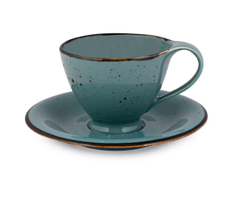 Glossy Green Forest - 12 PC. CUP AND SAUCER SET (AP - 119)