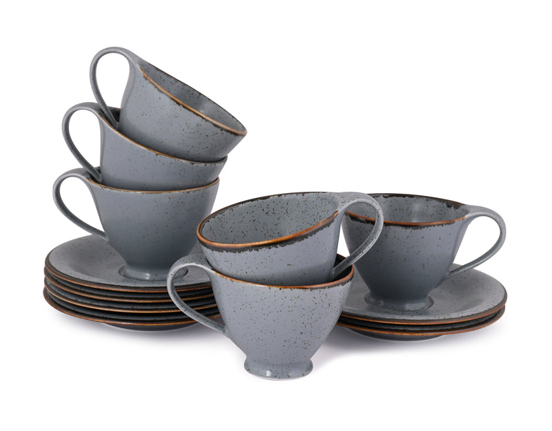 Matt Grey Sky - 12 PC. CUP AND SAUCER SET (AP - 119)