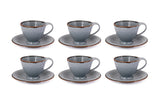Matt Grey Sky - 12 PC. CUP AND SAUCER SET (AP - 119)