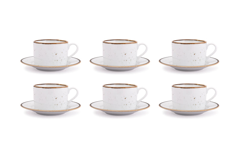 White Sparkle - 12 PC. CUP AND SAUCER SET (AP - 101)