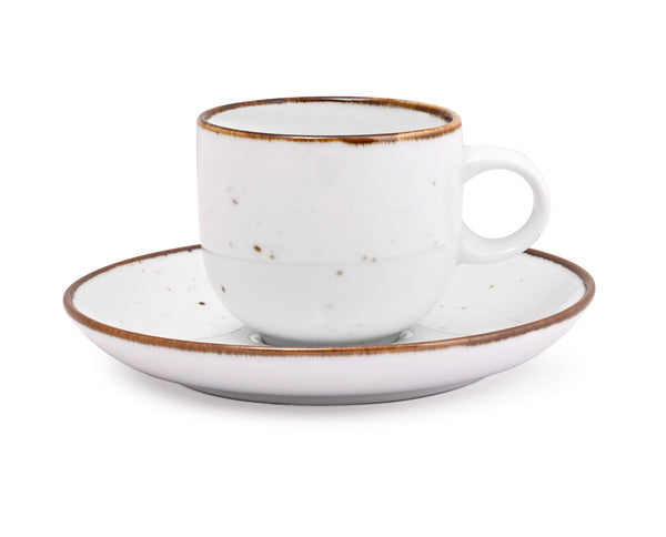 White Sparkle - 12 PC. CUP AND SAUCER SET (AP - 102)