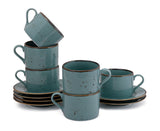 Glossy Green Forest - 12 PC. CUP AND SAUCER SET (AP - 101)