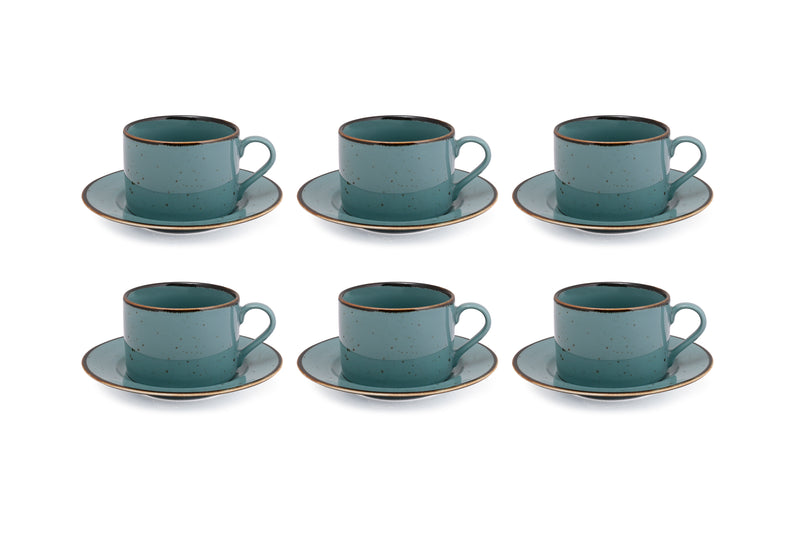 Glossy Green Forest - 12 PC. CUP AND SAUCER SET (AP - 101)