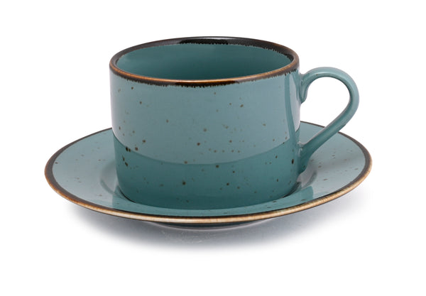 Glossy Green Forest - 12 PC. CUP AND SAUCER SET (AP - 101)