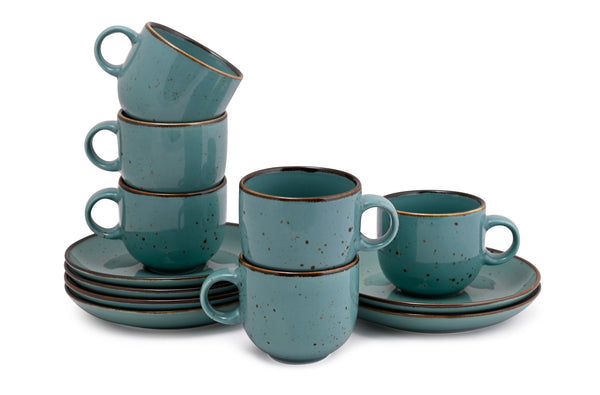 Glossy Green Forest - 12 PC. CUP AND SAUCER SET (AP - 102)