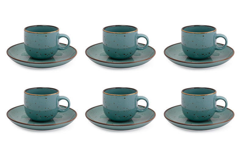 Glossy Green Forest - 12 PC. CUP AND SAUCER SET (AP - 102)