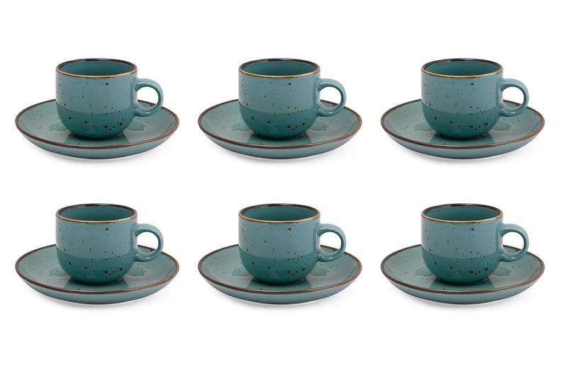 Glossy Green Forest - 12 PC. CUP AND SAUCER SET (AP - 102)