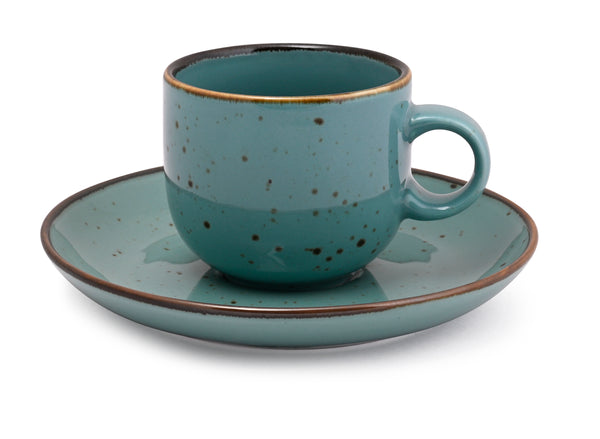 Glossy Green Forest - 12 PC. CUP AND SAUCER SET (AP - 102)