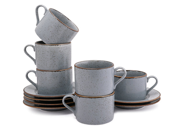 Matt Grey Sky - 12 PC. CUP AND SAUCER SET (AP - 101)