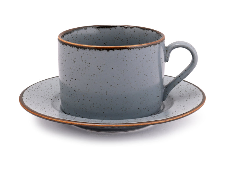 Matt Grey Sky - 12 PC. CUP AND SAUCER SET (AP - 101)