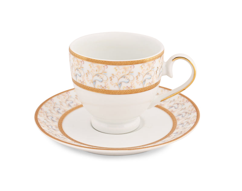 Rainbow Gold Cups & Saucer Set for 6 pc
