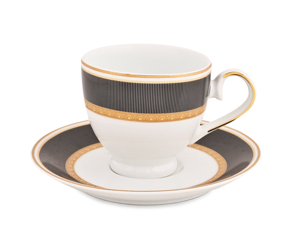 Black Velvet Cups & Saucer Set for 6