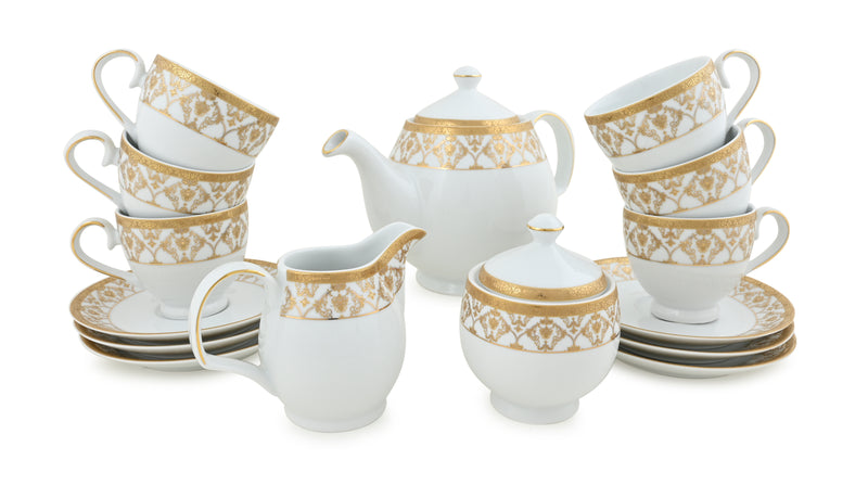 Hitkari Porcelain Golden Glory Tea Set 17 Pc.