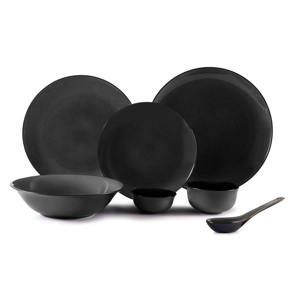 Hitkari Porcelain Grey Night 33 Pc. Dinner Set for 6|for Home & Kitchen | Material: Porcelain |Glazed Dinner Service for 6| 33-Pices, Glaze,Grey Night| Microweb Safe & Dishwasher Safe…