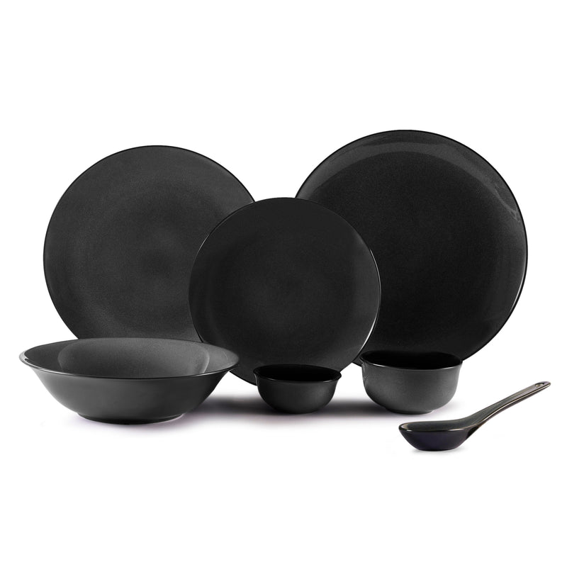Hitkari Porcelain Grey Night 33 Pc. Dinner Set for 6|for Home & Kitchen | Material: Porcelain |Glazed Dinner Service for 6| 33-Pices, Glaze,Grey Night| Microweb Safe & Dishwasher Safe…