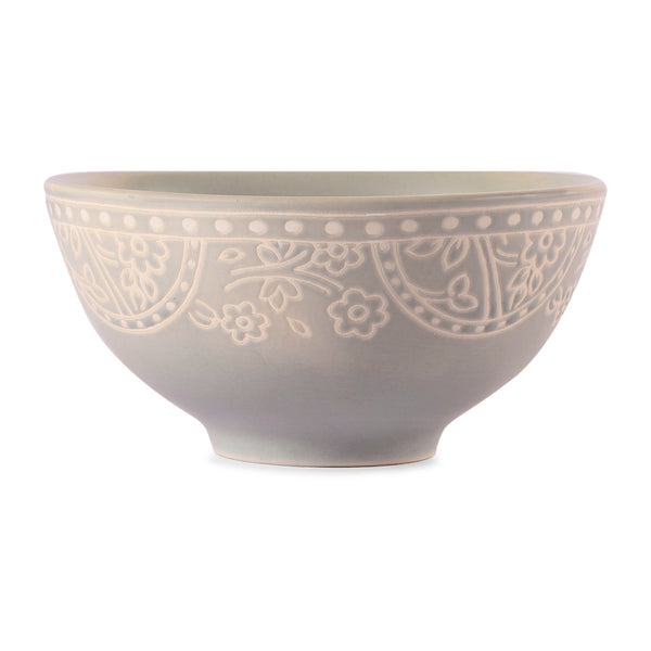 Hitkari Porcelain Mila Light Grey 6 Veg Bowl & 6 Side Plate