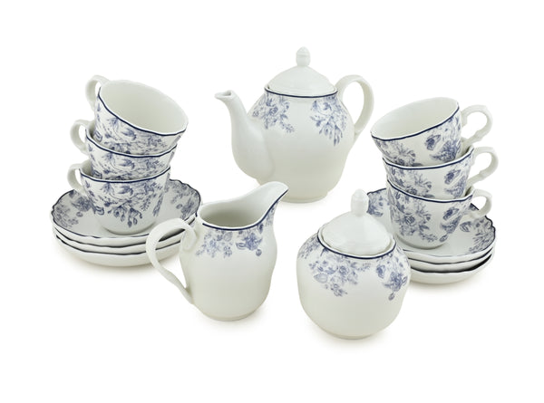 Hitkari Porcelain Persian Blue Tea Set 17 Pc.