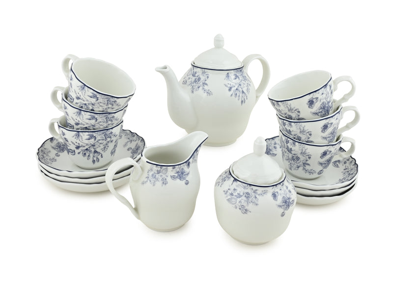 Hitkari Porcelain Persian Blue Tea Set 17 Pc.