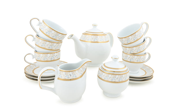 Hitkari Porcelain Rainbow Gold Tea Set 17 Pc.