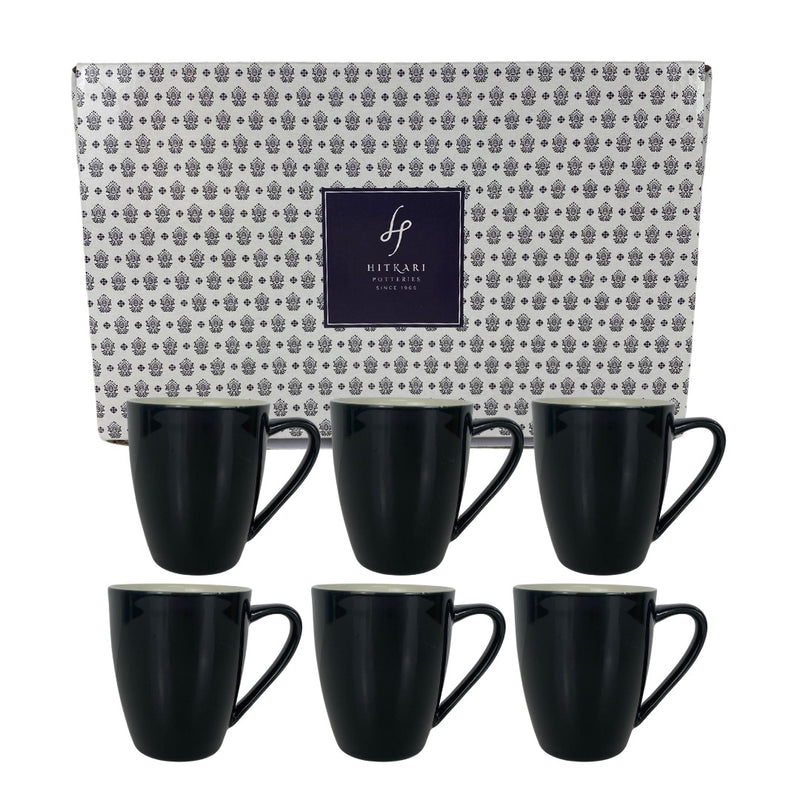 Coffee Mugs Set of 6pc. M2 - BLACK
