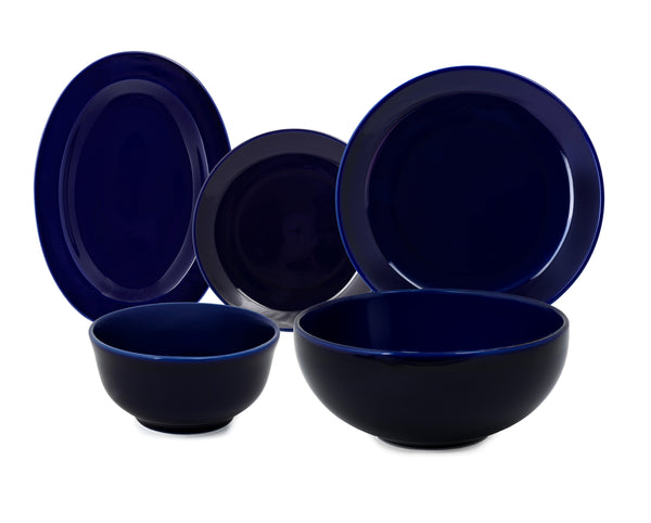 Hitkari Basics Glossy Cobalt 21 Pcs Porcelain Dinner Set | Premium Dinnerware for 4 People
