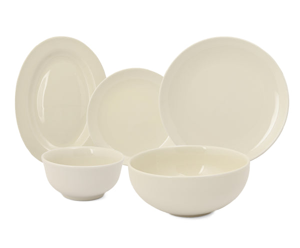 Hitkari Basics Glossy Ivory 21 Pcs Porcelain Dinner Set | Premium Dinnerware for 4 People