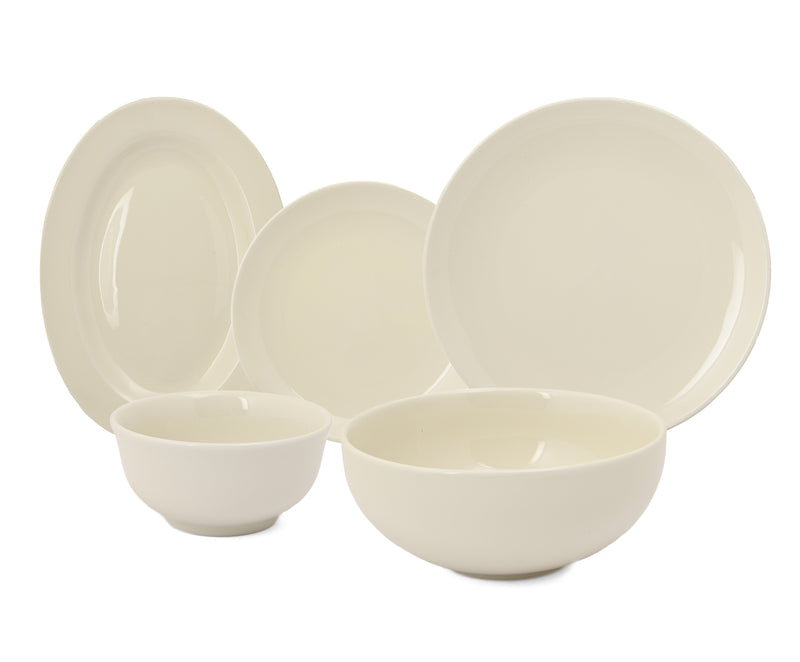 Hitkari Basics Glossy Ivory 21 Pcs Porcelain Dinner Set | Premium Dinnerware for 4 People