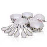 Hitkari Potteries 16522 Soup Bowl 6PC. & Soup Spoon 6 PC