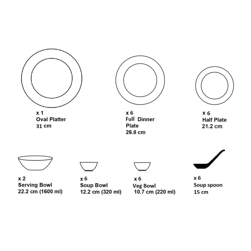BLACK VELVET DINNER SET 33 PC