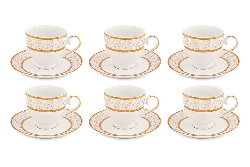 Rainbow Gold Cups & Saucer Set for 6 pc