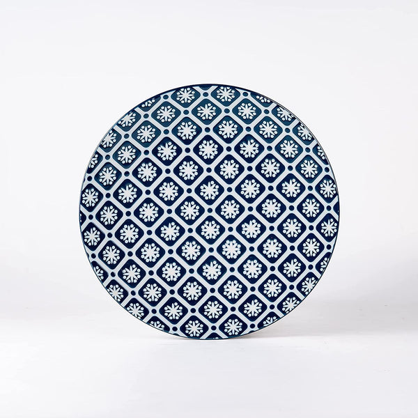 CINNAFLOWER Indigo Rice Plate Set of 1 Pc