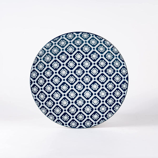 CINNAFLOWER Indigo Rice Plate Set of 1 Pc