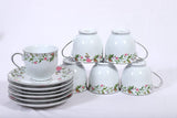 Hitkari Porcelain 16522 Cup & Saucer Set of 6 Pair | for Morning & Evening Tea | Material: Porcelain with Elegant Design |(12 -Pieces, White)