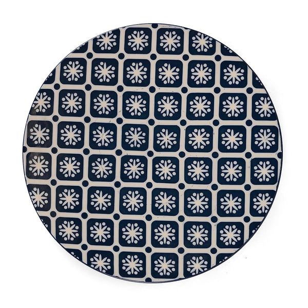 CINNAFLOWER Indigo Rice Plate Set of 1 Pc