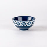 CINNAFLOWER INDIGO -1 RICE PLATE, 6 VEG BOWL- 7 PC. SNACKS SET