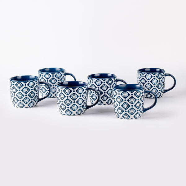 CINNAFLOWER INDIGO - 6 PC. MUG SET