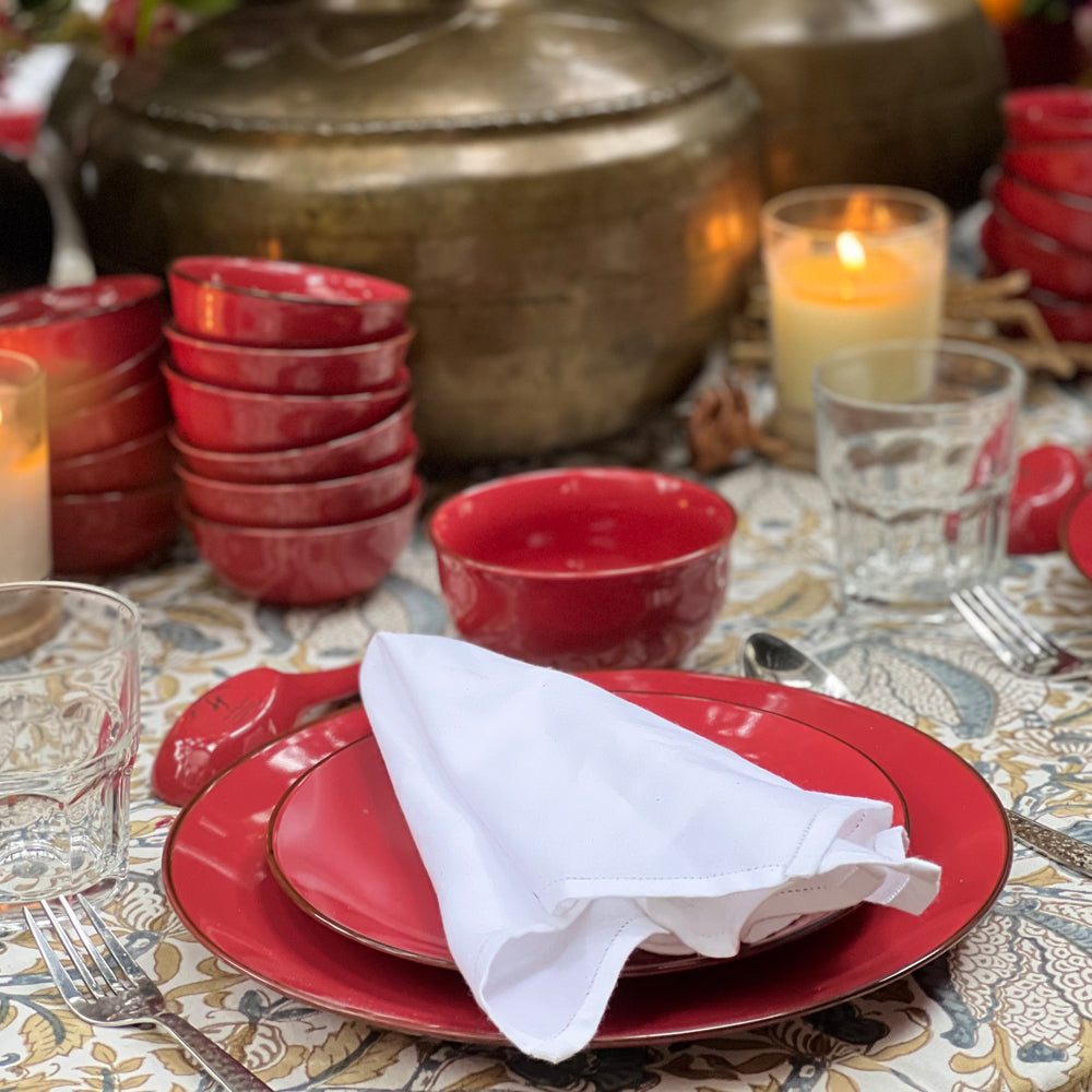 CRIMSON ROSE 18 DINNER SET – Hitkari Potteries