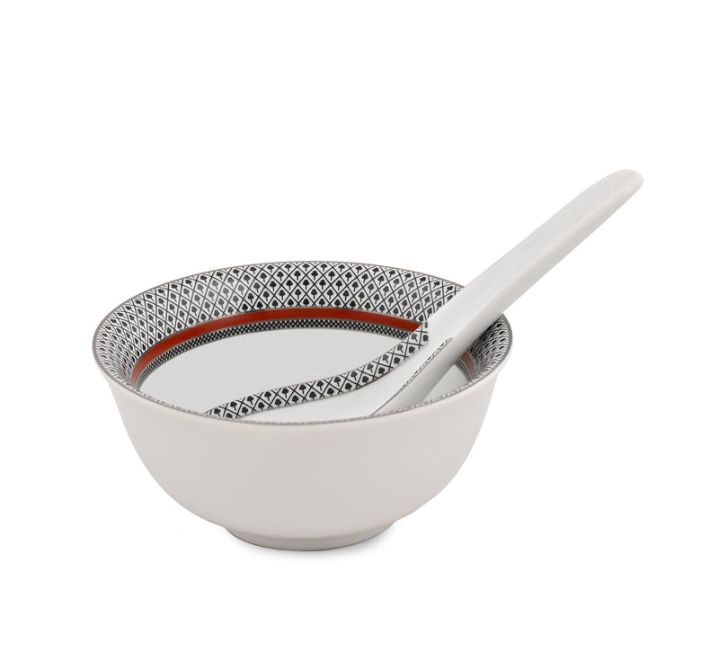 Burgundy Soup Bowl 6PC. & Soup Spoon 6 PC