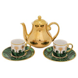 GOLD TEA POT WITH SET OF 2 DEMITASSE