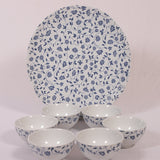 Hitkari Porcelain NOEY Blue 1 Platter with 6 Veg Bowl Set-7 Pcs |for Home & Kitchen |Material Porcelain |Snacks Set Platter with Veg Bowl Set|,Veg Bowl -180ml ,Platter -12.20"(Grey)…