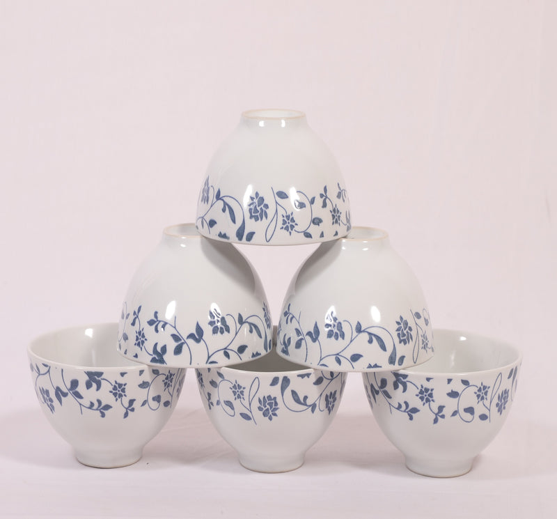 Hitkari Porcelain NOEY Blue 1 Platter with 6 Veg Bowl Set-7 Pcs |for Home & Kitchen |Material Porcelain |Snacks Set Platter with Veg Bowl Set|,Veg Bowl -180ml ,Platter -12.20"(Grey)…