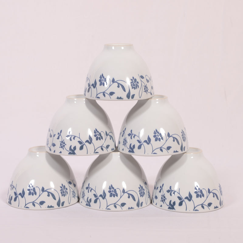 Hitkari Porcelain NOEY Blue 1 Platter with 6 Veg Bowl Set-7 Pcs |for Home & Kitchen |Material Porcelain |Snacks Set Platter with Veg Bowl Set|,Veg Bowl -180ml ,Platter -12.20"(Grey)…
