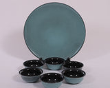 Hitkari Porcelain Jade Green 1 Platter with 6 Veg Bowl Set-7 Pcs.|for Home & Kitchen |Material :-Porcelain |Snacks Set Platter with Veg Bowl Set|,Veg Bowl -180ml ,Platter -12.20"