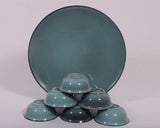 Hitkari Porcelain Jade Green 1 Platter with 6 Veg Bowl Set-7 Pcs.|for Home & Kitchen |Material :-Porcelain |Snacks Set Platter with Veg Bowl Set|,Veg Bowl -180ml ,Platter -12.20"