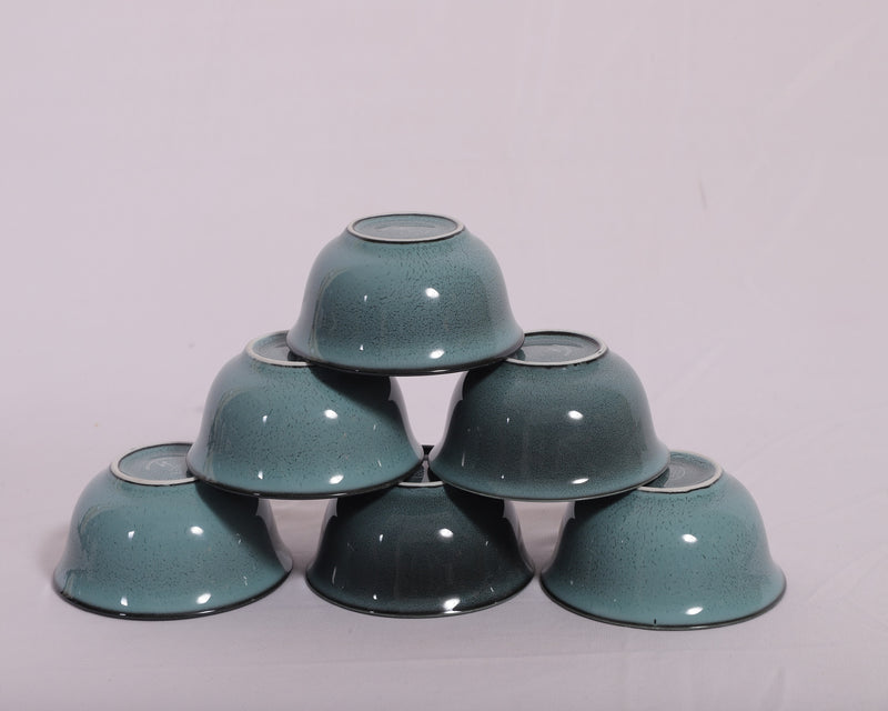 Hitkari Porcelain Jade Green 1 Platter with 6 Veg Bowl Set-7 Pcs.|for Home & Kitchen |Material :-Porcelain |Snacks Set Platter with Veg Bowl Set|,Veg Bowl -180ml ,Platter -12.20"