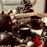 MATT CHOCO BROWN - 17 PC. TEA SET